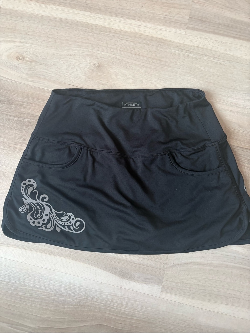 Athleta Black Athletic Skort with White Logo